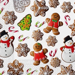 Servilletas navideñas de pan de jengibre, 3 capas, 33 × 33 cm