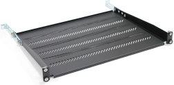 Bandeja perforada ajustable para rack 19" 1U, 483 × 350 mm, negra