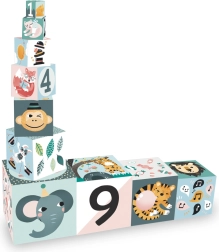 Torre apilable de cubos con ilustraciones de Michelle Carlslund