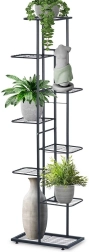 Soporte para plantas de metal de 8 niveles 142 cm – negro
