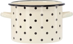 Olla esmaltada 3 l 18 cm blanca con lunares