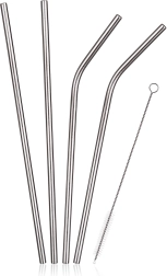 Set de pajitas de acero inoxidable con cepillo de limpieza - 4 unidades