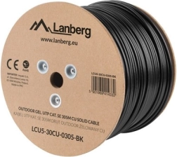 Cable de red UTP Cat 5e para exterior con gel, cobre, 305 m, negro