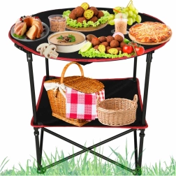 Mesa de camping plegable con funda negra