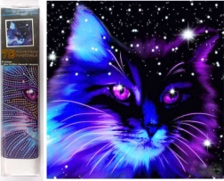 Pintura con diamantes 7D Gatito estrellado 30x30 cm