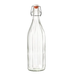 Botella de vidrio Costolata con cierre hermético de 1 l