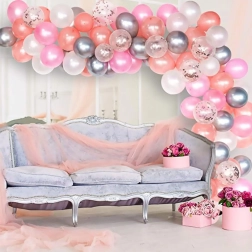 Guirnalda de globos – blanca y rosa