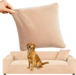 Ruhhy funda elástica de terciopelo para sofá esquinero beige 190–230 cm - 1 pieza