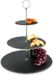 Soporte de servicio negro de piedra de tres niveles 31 cm