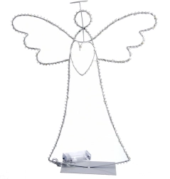 Ángel metálico con halo LED blanco