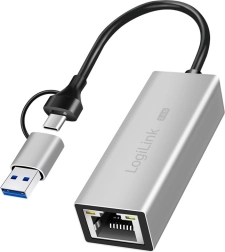 Adaptador USB‑A/USB‑C a Ethernet 2,5G, gris