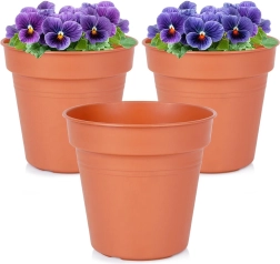Maceta de jardín de plástico redonda de 15 cm, set de 3 uds.