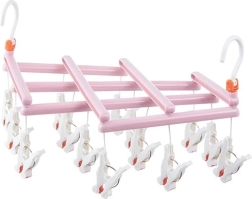 Tendedero plegable para ropa con pinzas, 14 pinzas, rosa