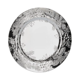 Bajo plato redondo festivo de 33 cm, plateado - 1 unidad