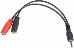Adaptador jack 4 pines (M) a 2× jack (F) 20 cm