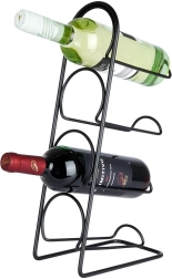 Soporte metálico para vino, negro, para 4 botellas 21 × 43 cm