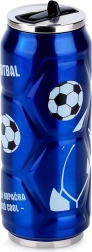 Taza térmica con forma de lata con motivo de fútbol, azul 500 ml