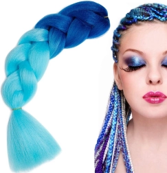 Cabello sintético para trenzas ombré azules