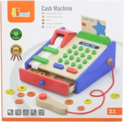 VIGA caja registradora de madera con accesorios y escáner montessori