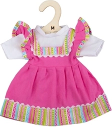 Vestido rosa con ribete a rayas para muñeca de 34 cm