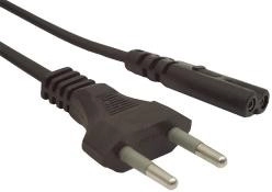 Cable de alimentación C8 de 2 pines 1,8 m con certificación VDE