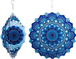Mandala 3D colgante – spinner de viento de 12" para jardín e interior