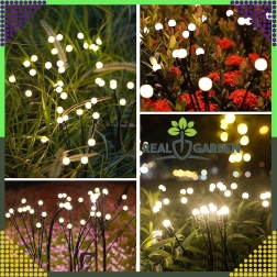 Lámparas solares de jardín con estaca, bola, 6 LED, sensor crepuscular, 2 uds.