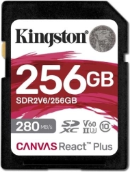 Tarjeta de memoria Kingston Canvas React Plus 256GB 280/150 MB/s U3 V60 SD