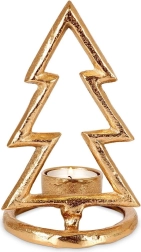 Candelabro dorado de aluminio con forma de árbol de Navidad 16 cm