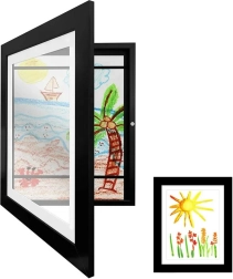 Marco de fotos de madera A4 con compartimento de almacenamiento – negro