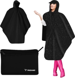 Poncho impermeable para ciclismo TRIZAND con visera, negro