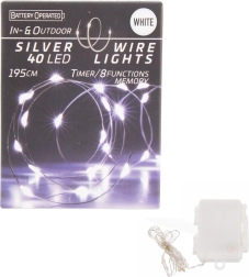 Guirnalda LED en alambre con 40 LED blancas con temporizador