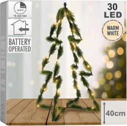 Árbol de Navidad verde luminoso con 30 LED, 40 cm