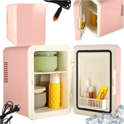 Mini nevera eléctrica portátil 2 en 1 rosa 4L