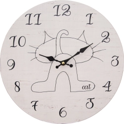 Reloj de pared de madera Cat, diámetro 34 cm