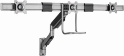 Soporte de pared para 3 monitores de 17–27" con resorte de gas