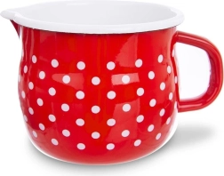 Taza esmaltada con vertedor roja con lunares 1,9 l
