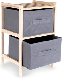 Cajonera de madera gris con dos cajones, 46 cm