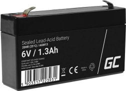 Batería AGM sin mantenimiento 6 V 1,3 Ah GREEN CELL para alarmas, cajas registradoras y juguetes