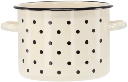 Olla esmaltada 4,5 l, 20 cm, blanca con lunares