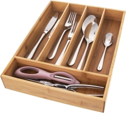 Organizador de bambú para cajón de cubiertos 35 × 26 cm