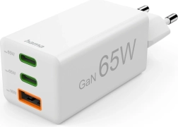 Cargador de red Hama GaN de 65 W con Power Delivery y Quick Charge, 2× USB‑C + 1× USB‑A