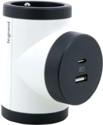 Ladrón giratorio 2× enchufe con toma de tierra + USB A/C