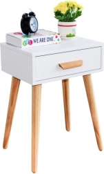 Mesita de noche o mesa auxiliar de pino ModernHome, blanca