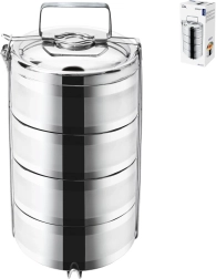 Portaviandas térmico de acero inoxidable Orion de 4 niveles, 4 × 1,1 l