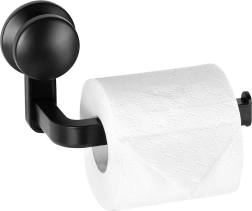 Portarrollos de papel higiénico con ventosa, negro, 16,5 cm
