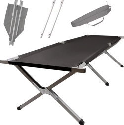 Cama de campaña plegable XXL para camping – negro