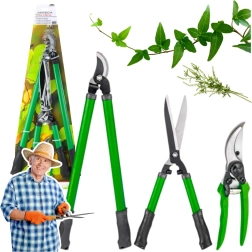 Juego de tijeras de jardín y tijeras para seto vivo, 3 piezas con fundas