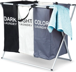 Cesto para la ropa plegable de tres compartimentos 105 l