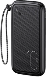 USAMS powerbank 10000 mAh, 2× USB, USB‑C, LED, negra
